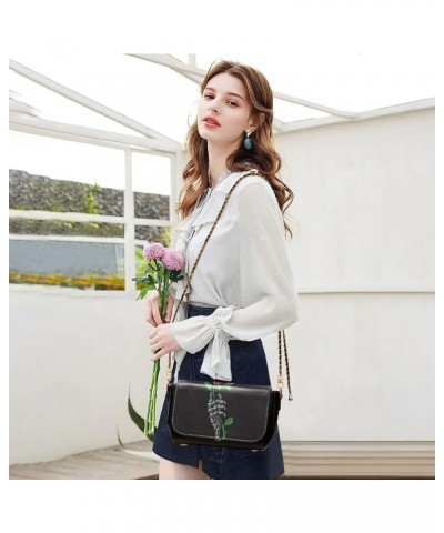 Leather Crossbody Bags, Flower with Check Crossbody Bag Black Wallet Phone Purses Chain Shoulder Bag Pattern 42 $20.00 Crossb...