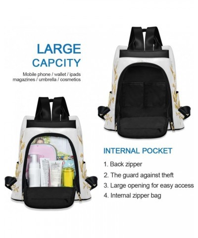 Backpack Purse for Women Fashion Travel Anti-theft White Rose Yellow Leaves Daypack Casual Shoulder Bag Medium Size $20.94 Ba...