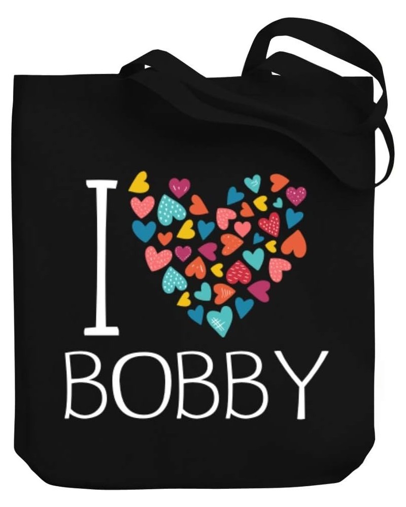 I love Bobby colorful hearts Canvas Tote Bag 10.5" x 16" x 4 $22.39 Totes