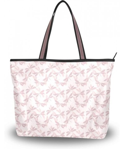 Soft Tote Shoulder Bag Big Capacity Handbag Pink Dragonfly Printed Handbag Tote Bag Large Capacity Pink Dragonfly $12.18 Totes