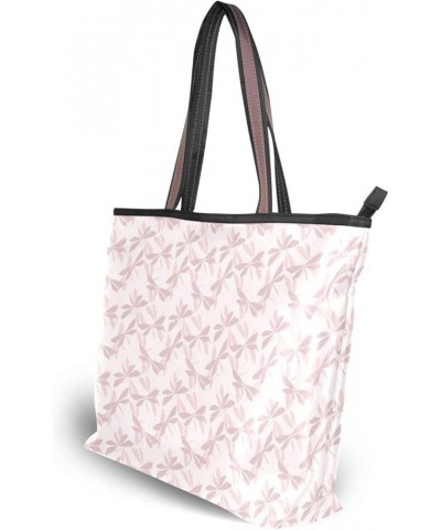 Soft Tote Shoulder Bag Big Capacity Handbag Pink Dragonfly Printed Handbag Tote Bag Large Capacity Pink Dragonfly $12.18 Totes