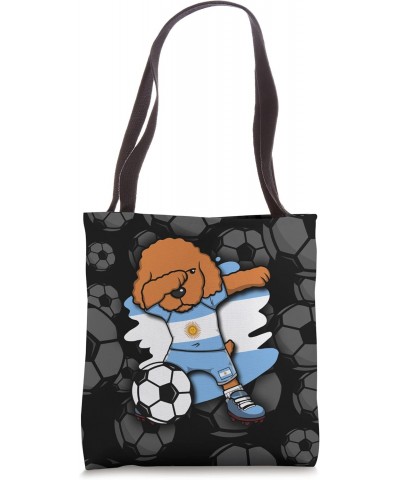 Dabbing Poodle Argentina Soccer Fans Jersey Football Lovers Tote Bag $11.49 Totes