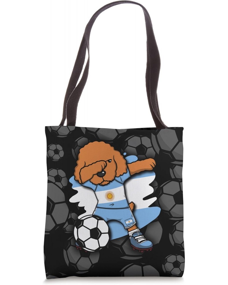 Dabbing Poodle Argentina Soccer Fans Jersey Football Lovers Tote Bag $11.49 Totes