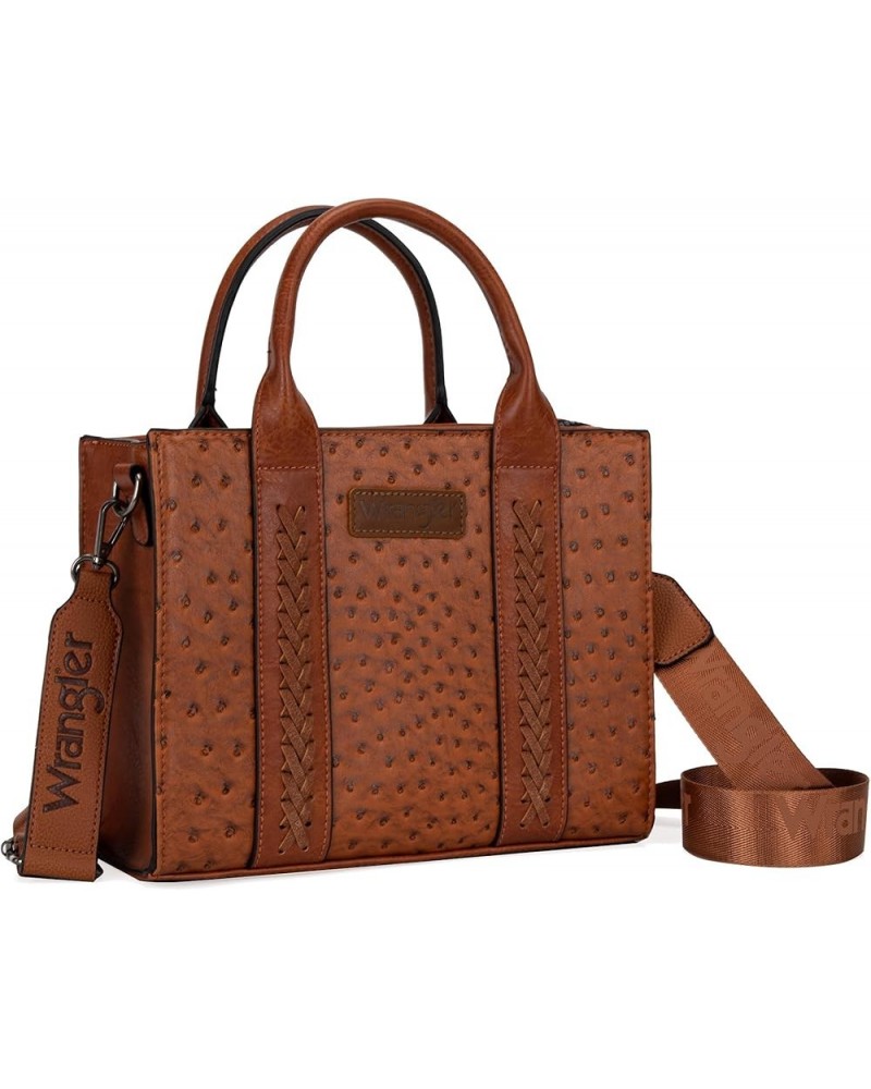 Wrangler Tote Bag for Women Designer Satchel Handbags Top-handle Purses with Strap Ostrich-brown $22.50 Totes