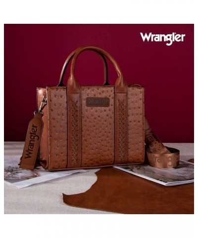 Wrangler Tote Bag for Women Designer Satchel Handbags Top-handle Purses with Strap Ostrich-brown $22.50 Totes