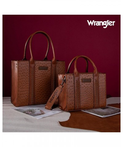 Wrangler Tote Bag for Women Designer Satchel Handbags Top-handle Purses with Strap Ostrich-brown $22.50 Totes