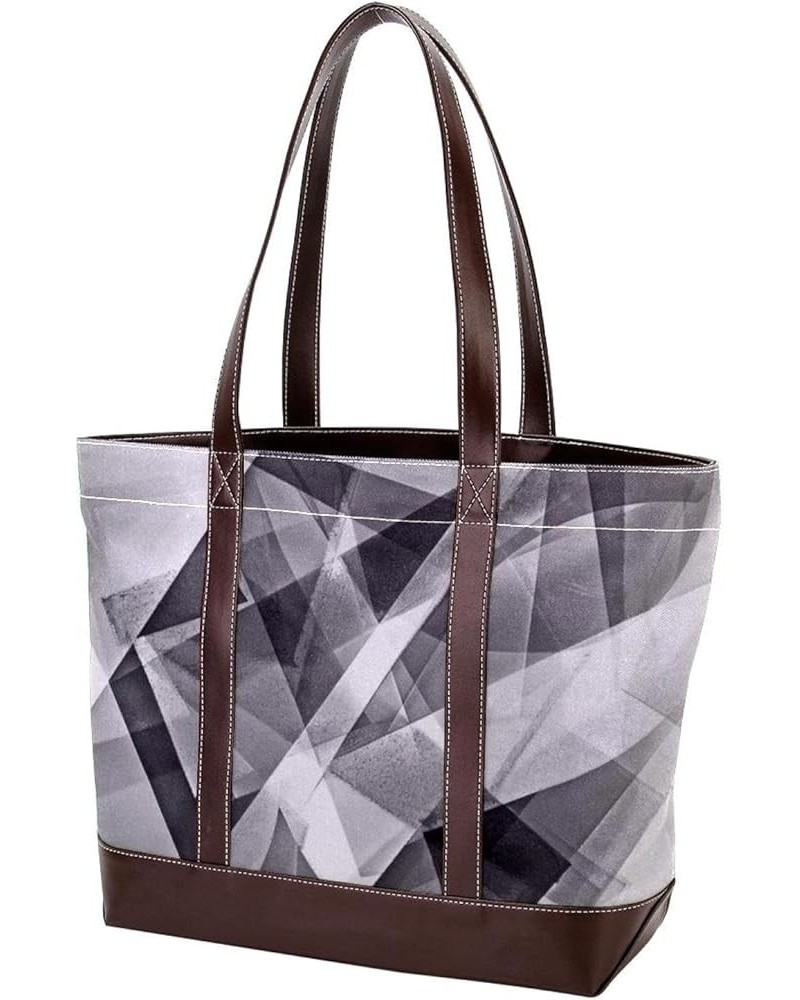 Tote Bag for Women, Large Tote Bag, Tote Bag with Zipper, Modern Abstract Simple Geometric Pattern Gray, Tote Bags Women Desi...