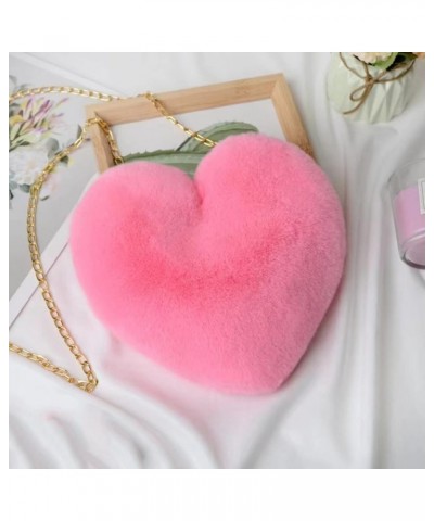 Tote Bag For Women Fashion Love Bag Peach Heart Bag Women Chain Crossbody Bag Plush One Shoulder Wool Bag Plush Pk2 $9.93 Cro...