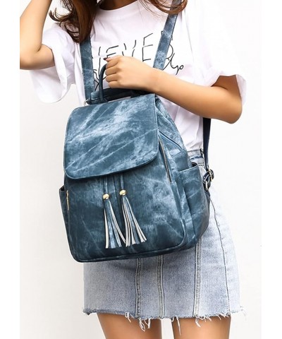 Women Backpack Purse Vegan Leather Large Travel Backpack College Shoulder Bag with Tassel-Black (Color : Gray) Blue $28.55 Ba...