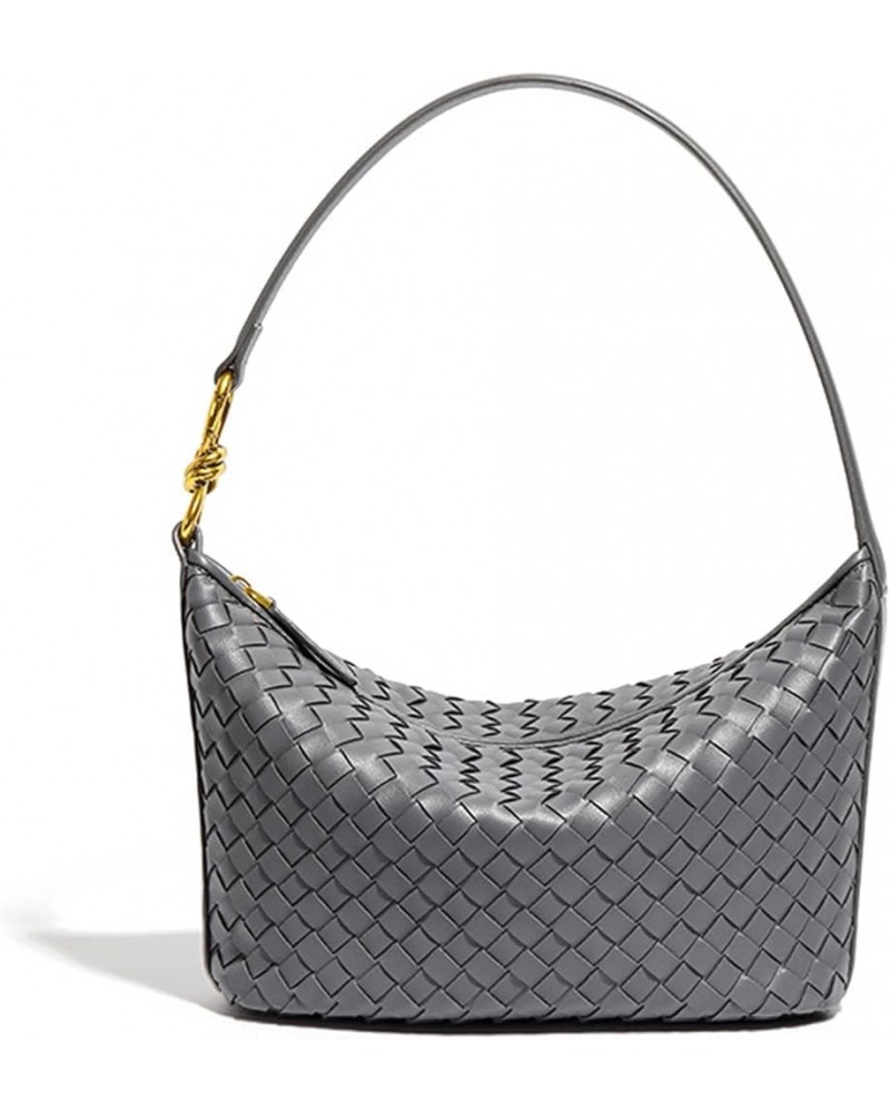 Woven Bag for Women, Vegan Leather Tote Bag Summer Beach Retro Handmade Handbags and Purse Underarm Bag Shoulder Bag Grey $22...