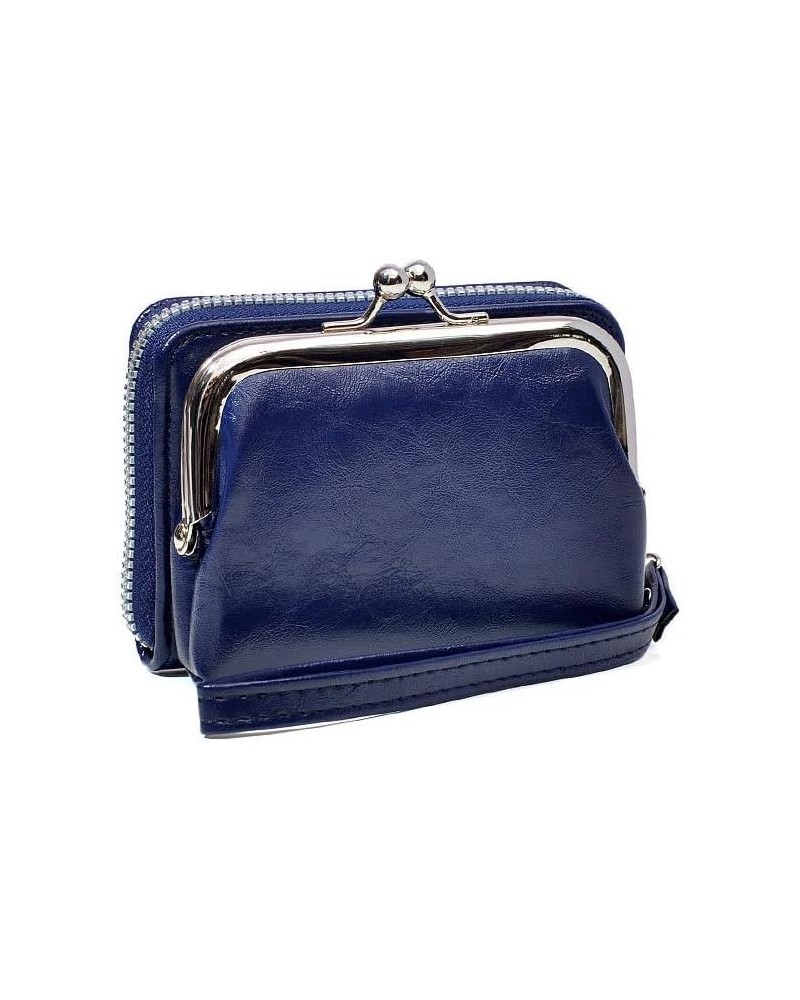 Purse For Women Authentic Wallet Credit Card Holder with Large Capacity Wristlet (Black) Blue $11.12 Wristlets