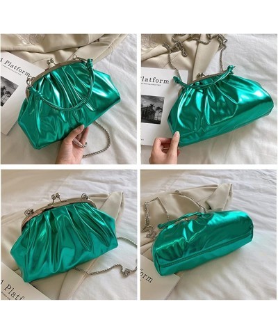 Kiss Lock Handbags Shiny Patent Leather Evening Bag Pleated Clutch Purses Top Handle Satchel with Detachable Chain Golden $12...