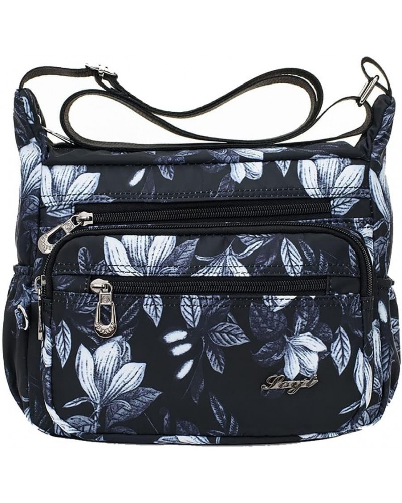 Women Crossbody Bag Waterproof Nylon Large Capacity Zipper Multi Pockets Flower Shoulder Messenger Handbag White Flower $14.3...