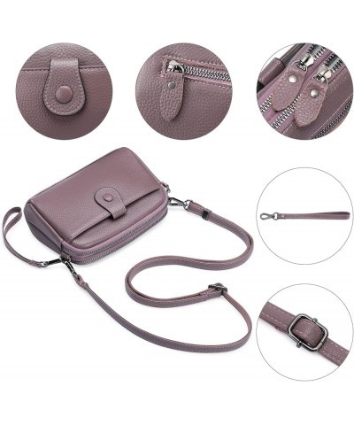 Crossbody Bags for Women Small Genuine Leather Shoulder Purse Cross Body Bag with Wristlet Top Zipper Purple $16.11 Crossbody...