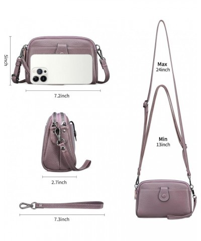 Crossbody Bags for Women Small Genuine Leather Shoulder Purse Cross Body Bag with Wristlet Top Zipper Purple $16.11 Crossbody...