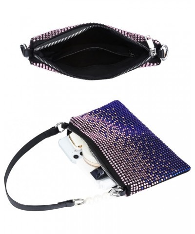 Bling Clutch Purse, Rhinestone Money Handbag for Women, Crossbody Handbag for Wedding Party Date Blue and Pink $10.25 Clutches