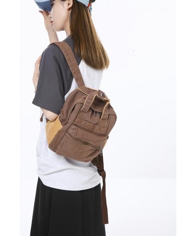 Small Corduroy Backpack for Women Unisex Lightweight Daypack Backpacks Casual Travel Bag (Style2-Beige) Style2-brown $10.50 B...