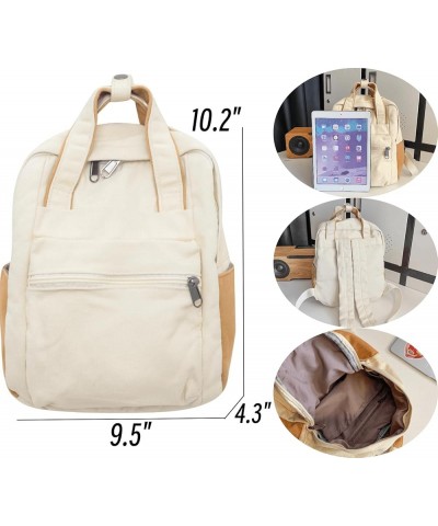 Small Corduroy Backpack for Women Unisex Lightweight Daypack Backpacks Casual Travel Bag (Style2-Beige) Style2-brown $10.50 B...