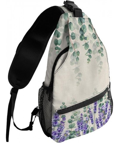 Sling Bag Crossbody Bag for Women Men Eucalyptus Green Leaves Plant Sunflower Floral Waterproof Hiking Backpack Lightweight C...