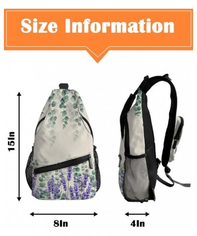 Sling Bag Crossbody Bag for Women Men Eucalyptus Green Leaves Plant Sunflower Floral Waterproof Hiking Backpack Lightweight C...