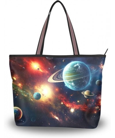 Women Tote Bags Universe Space Planet Top Handle Satchel Handbags Shoulder Bag for Shopping 20848178 Space $11.12 Satchels