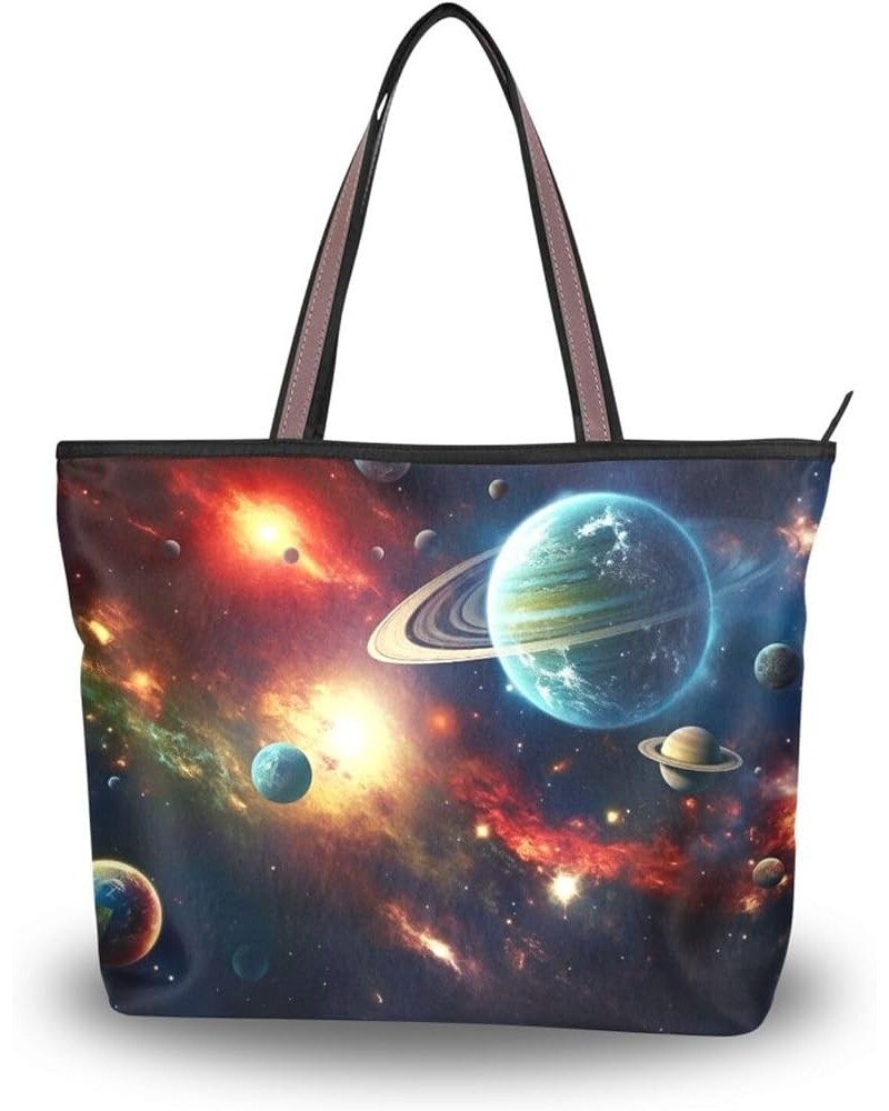 Women Tote Bags Universe Space Planet Top Handle Satchel Handbags Shoulder Bag for Shopping 20848178 Space $11.12 Satchels