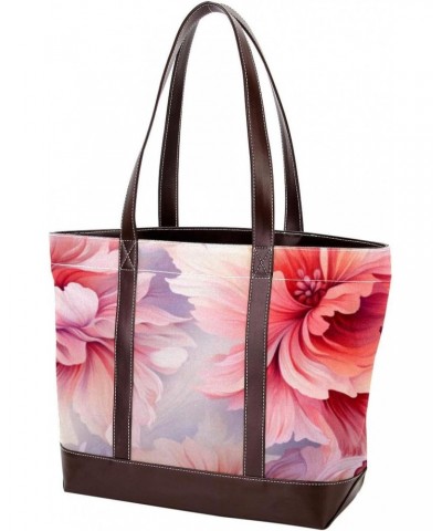 Flower Canvas Leather Mix Crossbody Bag - Stylish Hand-held Purse, 13.3x4.7x12.2 inches $24.95 Crossbody Bags