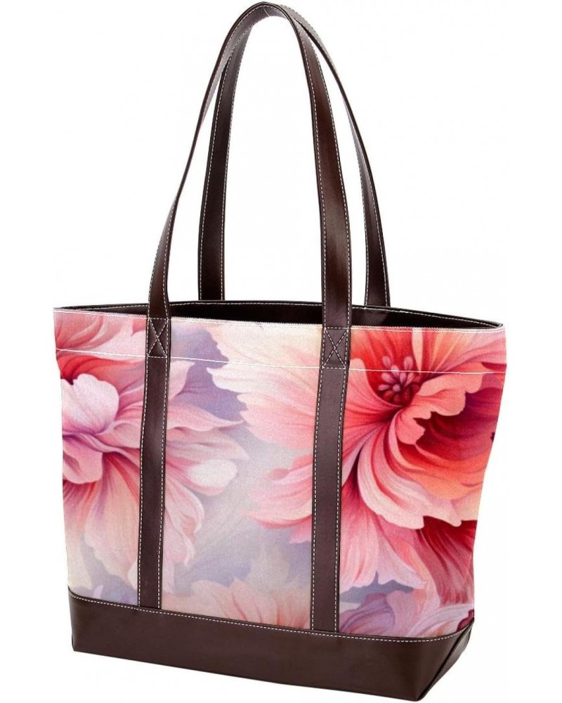 Flower Canvas Leather Mix Crossbody Bag - Stylish Hand-held Purse, 13.3x4.7x12.2 inches $24.95 Crossbody Bags