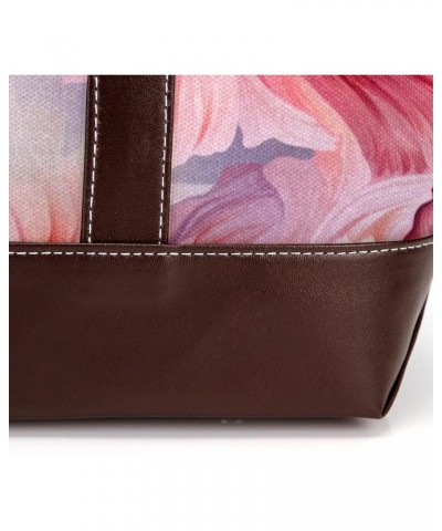 Flower Canvas Leather Mix Crossbody Bag - Stylish Hand-held Purse, 13.3x4.7x12.2 inches $24.95 Crossbody Bags