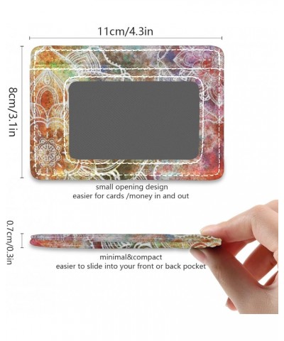 Mandala Flowers Slim Minimalist Wallets Rfid Blocking Card Wallets PU Leather Front Pocket Wallets for Men and Women $10.79 W...