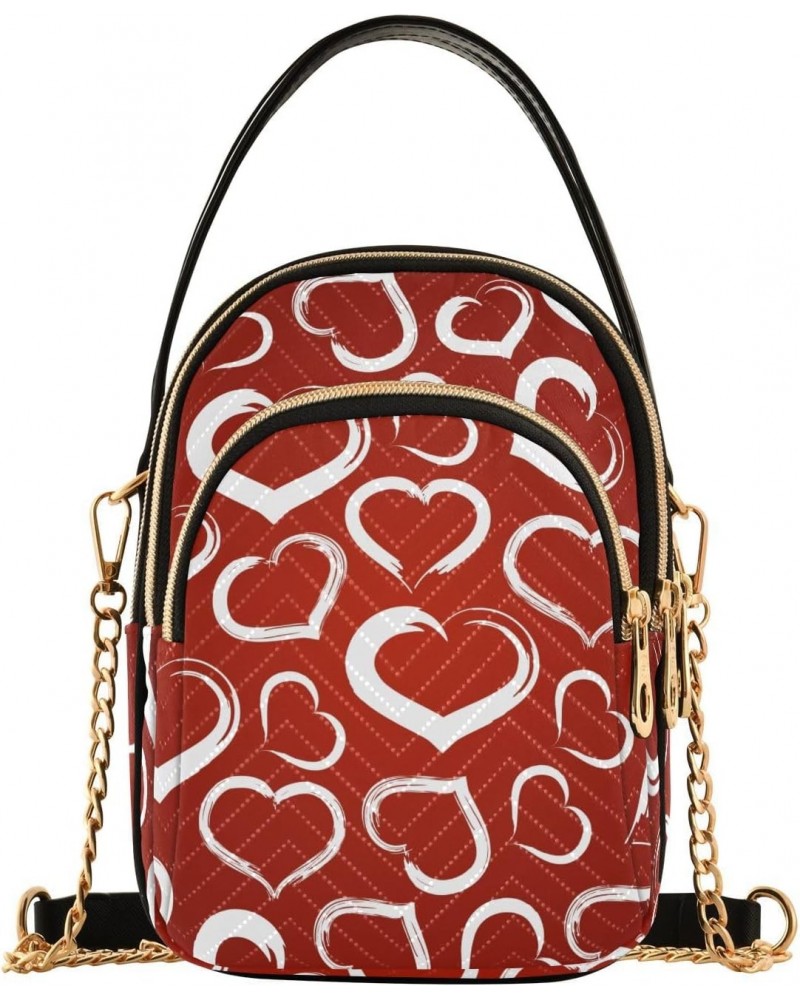 Red Valentine's Day Hearts Joko lvery Cross Body Purse Crossbody Bags Chain Shoulder Bag Handbag for Gifts Women Work $9.90 C...