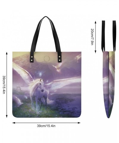 Magic Unicorn Wonderland Women's Tote Bag PU Leather Handbag Shoulder Purse Fashion Top-Handle Bags $22.25 Totes