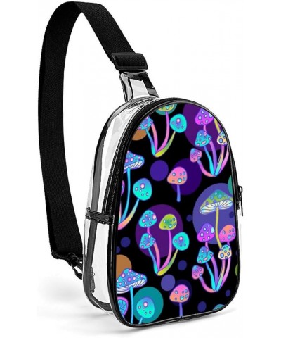 Clear PVC Sling Bag - Stadium Approved Clear Shoulder Crossbody Backpack Compatible with Framed Psychedelic Object Pattern (5...