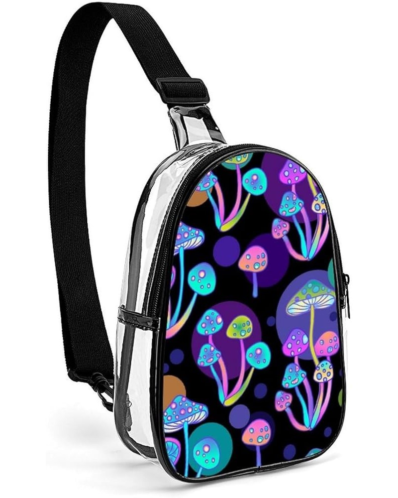 Clear PVC Sling Bag - Stadium Approved Clear Shoulder Crossbody Backpack Compatible with Framed Psychedelic Object Pattern (5...