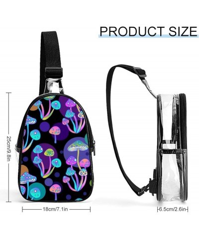 Clear PVC Sling Bag - Stadium Approved Clear Shoulder Crossbody Backpack Compatible with Framed Psychedelic Object Pattern (5...