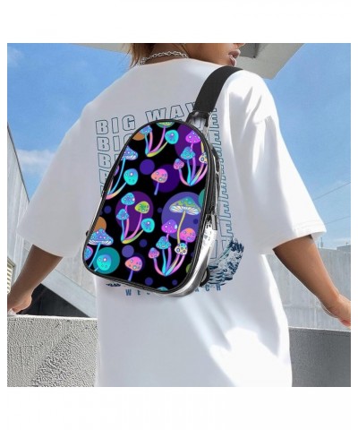 Clear PVC Sling Bag - Stadium Approved Clear Shoulder Crossbody Backpack Compatible with Framed Psychedelic Object Pattern (5...