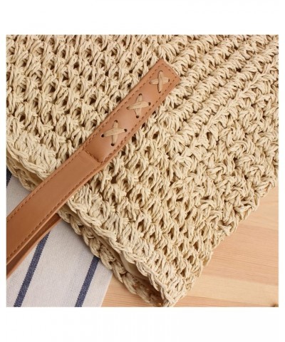 Women's Large Capacity Tote Bag, One Shoulder Handwoven Straw Bag, Summer Beach Leisure Shopping Bag Brown $22.47 Shoulder Bags