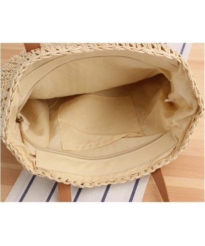 Women's Large Capacity Tote Bag, One Shoulder Handwoven Straw Bag, Summer Beach Leisure Shopping Bag Brown $22.47 Shoulder Bags