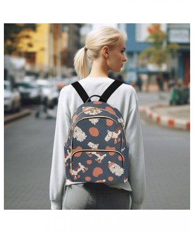 Fashion Doodle Dog Orange Spots Fashion Travel Backpack for Women Multi Pockets Lightweight Purse for Women-S Multicolor Smal...