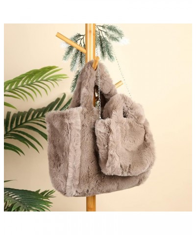 Faux Tote Solid Colour Autumn Winter Ladies Shoulder Bag Warm Fashion Portable Simple Casual for Weekend Vacation S,khaki $9....