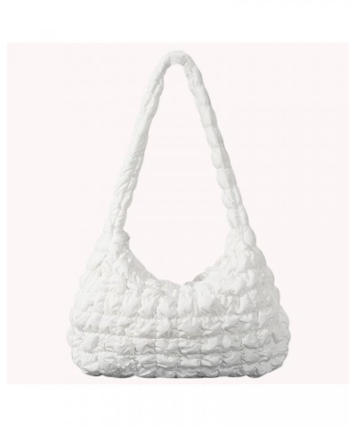 Lightweight Bubble Satchel Bag Casual Large Capacity Versatile Girl Stylish Purse Women Zipper Underarm Bag White $15.33 Hand...