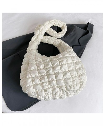 Lightweight Bubble Satchel Bag Casual Large Capacity Versatile Girl Stylish Purse Women Zipper Underarm Bag White $15.33 Hand...