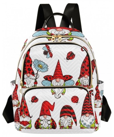 Women Backpack Ladybug Gnome Daisy Cute Anti-Theft Travel Backpack with Luggage Belt Lightweight Handbag Lady Purse Roomy Dou...