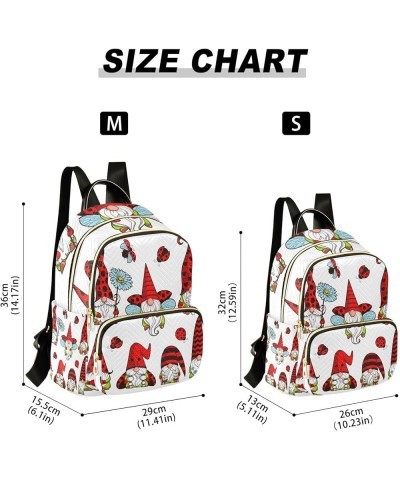 Women Backpack Ladybug Gnome Daisy Cute Anti-Theft Travel Backpack with Luggage Belt Lightweight Handbag Lady Purse Roomy Dou...