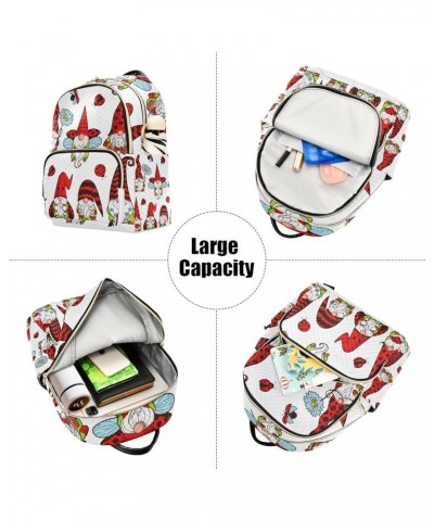 Women Backpack Ladybug Gnome Daisy Cute Anti-Theft Travel Backpack with Luggage Belt Lightweight Handbag Lady Purse Roomy Dou...