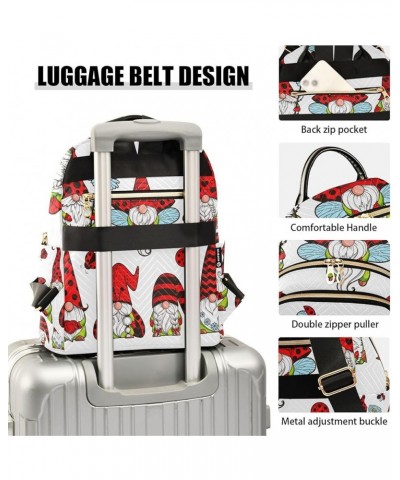 Women Backpack Ladybug Gnome Daisy Cute Anti-Theft Travel Backpack with Luggage Belt Lightweight Handbag Lady Purse Roomy Dou...