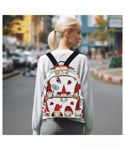 Women Backpack Ladybug Gnome Daisy Cute Anti-Theft Travel Backpack with Luggage Belt Lightweight Handbag Lady Purse Roomy Dou...