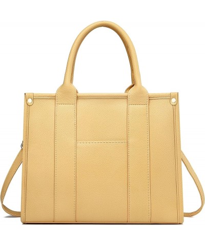 The Tote Bag Crossbody Purses for Women Shoulder Bag Handbags PU Leather Top Handle Bags with zipper Light Yellow $18.54 Totes