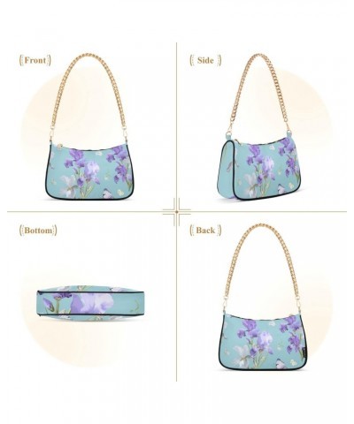 Purple Iris Flowers Butterfly Shoulder Bags for Women Small Handbags Mini Clutch Purse $12.90 Shoulder Bags