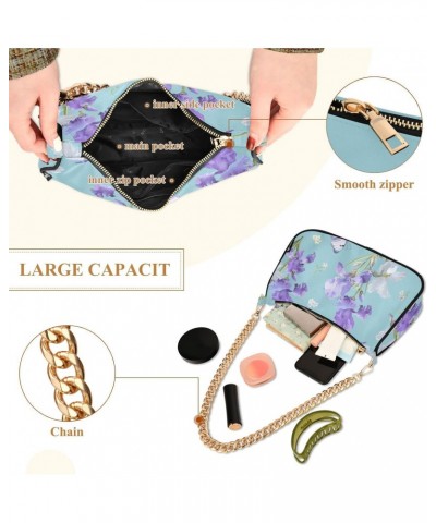 Purple Iris Flowers Butterfly Shoulder Bags for Women Small Handbags Mini Clutch Purse $12.90 Shoulder Bags